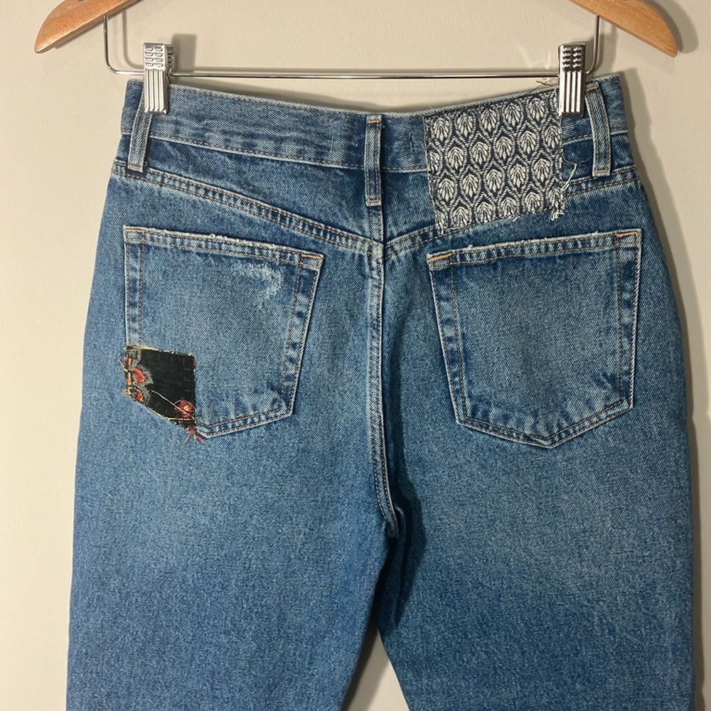 Free People We The Free Poppy patch straight leg jeans size 27 New - Picture 8 of 10